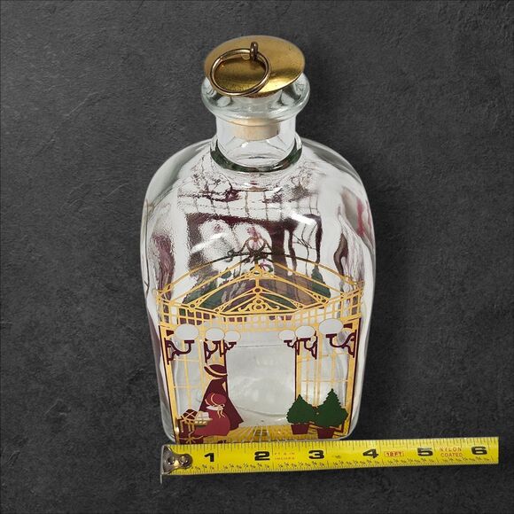 Vintage Holmegaard Christmas Time Decanter Bottle Danish Holiday Glass Gold - Picture 9 of 10